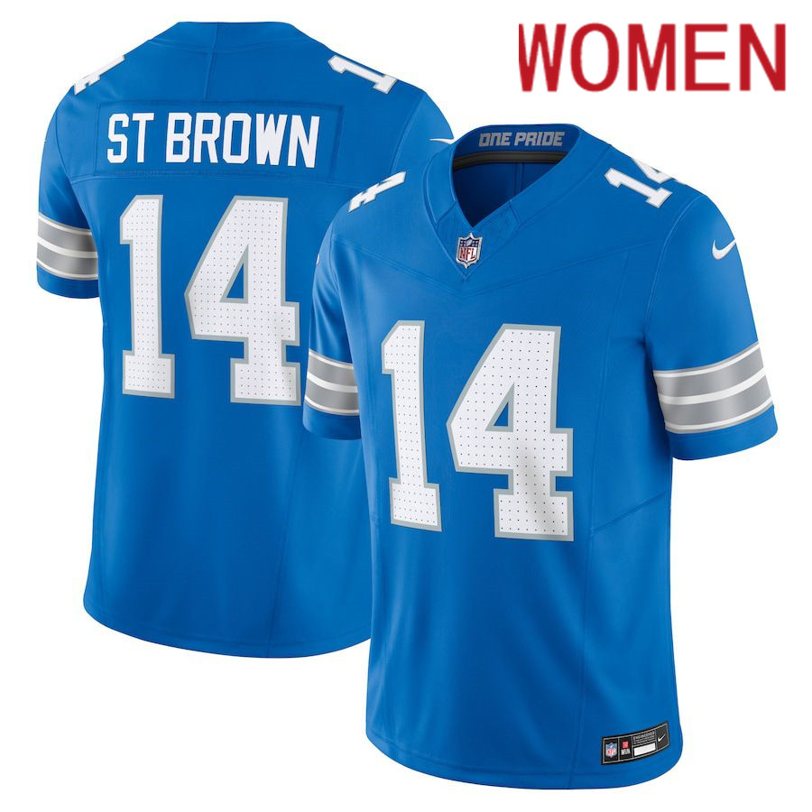 Custom Women Detroit Lions Blue Three generations 2024 Nike Vapor F.U.S.E. Limited NFL Jersey